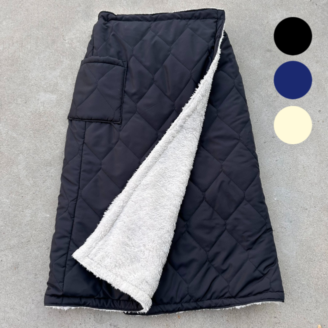 보아도 패딩 랩 스커트 롱 골프 방수 포켓 주머니 호주머니 등산 방한 보온 야외 촬영