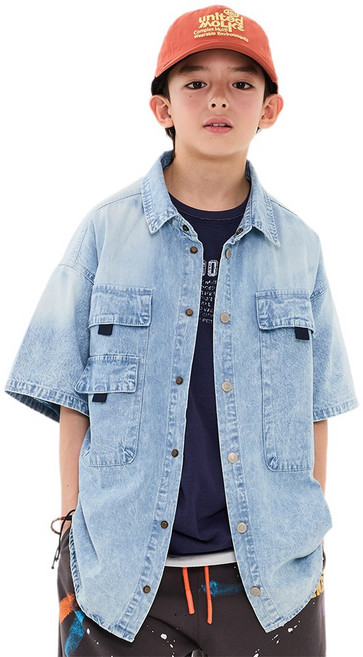 더베이지 여름 주니어 남아 셔츠 클락 썸머 데님 셔츠 B4593