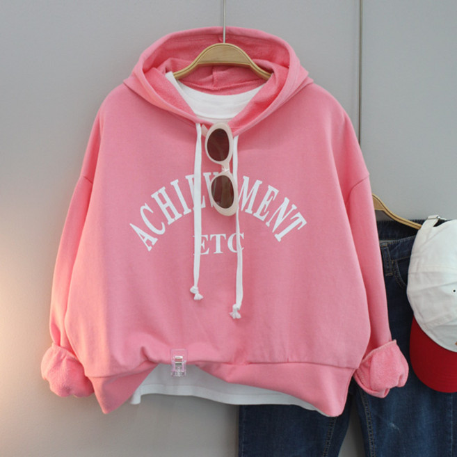 달콩 여성 루즈핏 봄신상 후드티 BTC레터링후드맨투맨