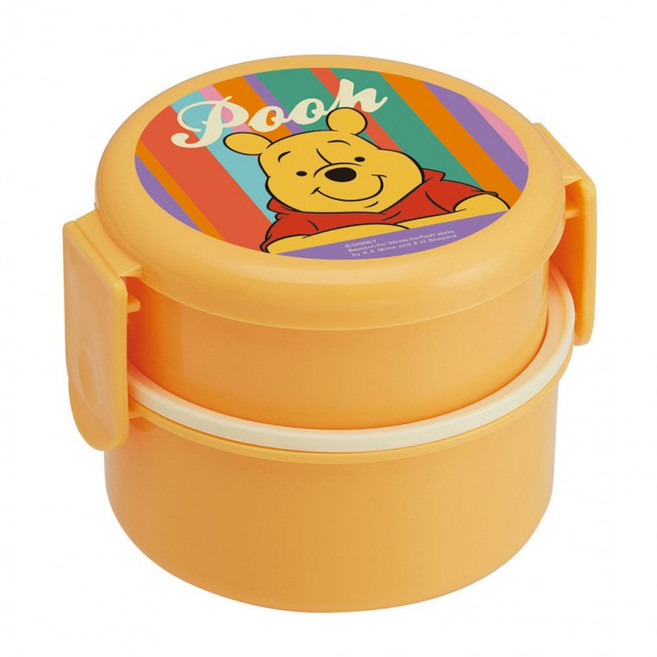 스케이터 푸 레트로 원형 2단 도시락 포크포함, 상세페이지 참조, 1개