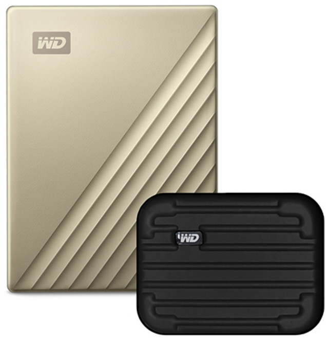 WD My Passport Ultra Type C 휴대용 외장하드 + 파우치, 2TB, 골드