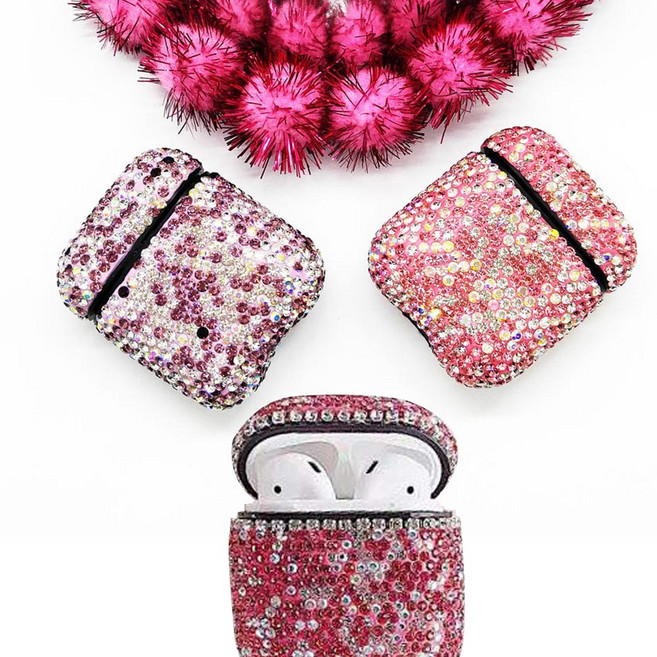 보석 에어팟 케이스 럭셔리이어폰케이스, 핑크, 핑크, 1개