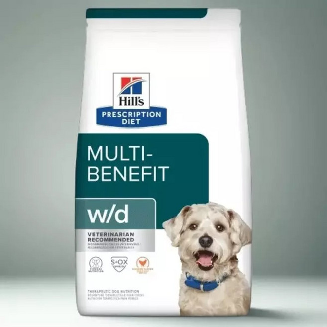 힐스 독 강아지 w/d wd 3.85kg ﻿multi benefit 멀티 베네핏 당뇨 비만 소화기 처방 사료, 1개