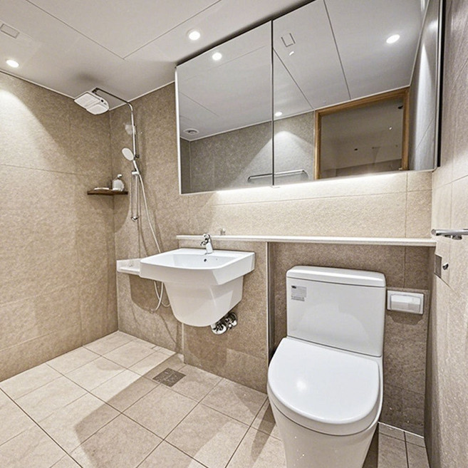 욕실리모델링 전문 뉴바스디자인 베이지 욕실_서울 경기 용인 수원 오산 광교 군포 안산, 기본욕실 / 올철거, 1세트