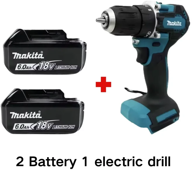 마키타 오리지널 DDF487 무선 드라이버 드릴 브러시리스 전기 임팩트 스크루드라이버 충전식 전동 공구 18V, 02 6.0Ahx2-DDF487 X1