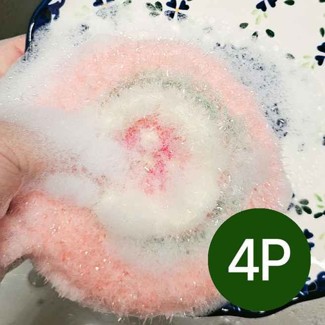 벚꽃 수세미 핸드메이드 아크릴 도톰한 빠른건조 수세미, 1세트, 4개