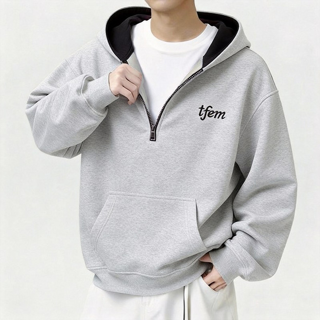 남자 하프 지퍼 후드집업 가을겨울용 신모델 헤비웨이트 후드티