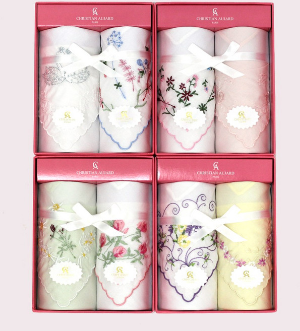 크리스챤 오자르 자수 손수건 선물세트 2P