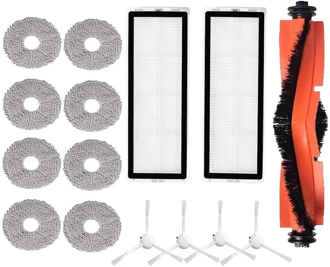 청소기부품 호환 X20 스 로봇 청소기용 메인 사이드 브러시 천 먼지 봉투 필터 부품 재사용 가능한 교체, 17 5PCS SET