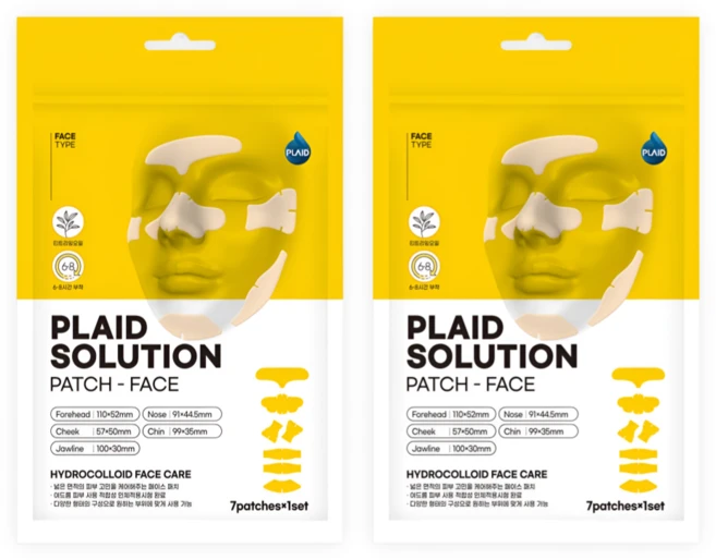 플레이드 솔루션 페이스 패치 여드름 트러블 진정 7매입, 2개 - 쿠팡