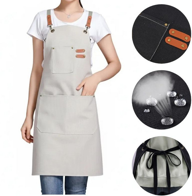 하루투데이 캔버스 앞치마 다용도 공방 카페 업소용, 1개, 연베이지