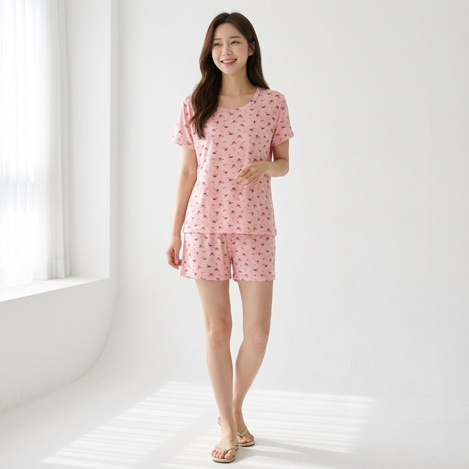 여성 모달 잠옷세트 여름 반팔 파자마 편한 홈웨어 수면복 상하세트