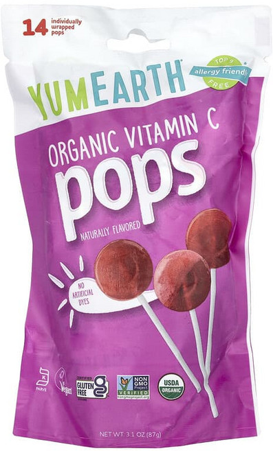 YumEarth 야미얼스 유기농 비타민C 14개입 87g(3.1oz), 87g, 1개