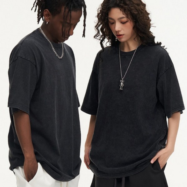 모던허니 남여공용 루즈핏 빈티지 워싱 피그먼트 오버핏 반팔 나염 티셔츠 빅사이즈