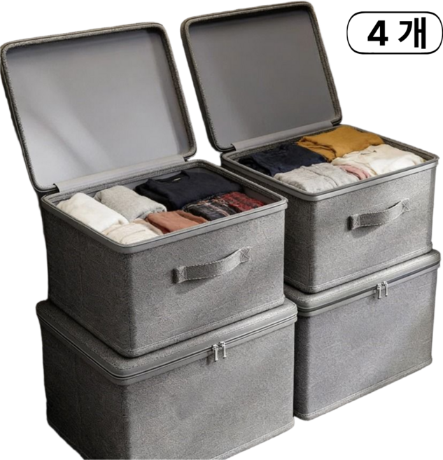 스타업 이불 정리함 특대 옷정리 접이식 리빙박스 다용도수납 대용량, 그레이, 4개