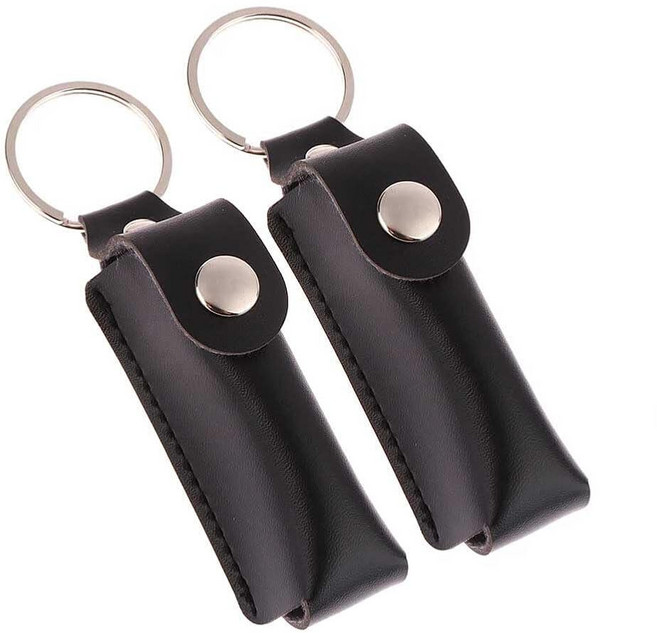 2피스 플래시 드라이브 케이스 커버 USB 플래시 드라이브 홀더 스토리지 PU USB 보관 케이스 키체인 포함 블랙, 2피스 플래시 드라이브 케이스 커버 USB 플래시 드라