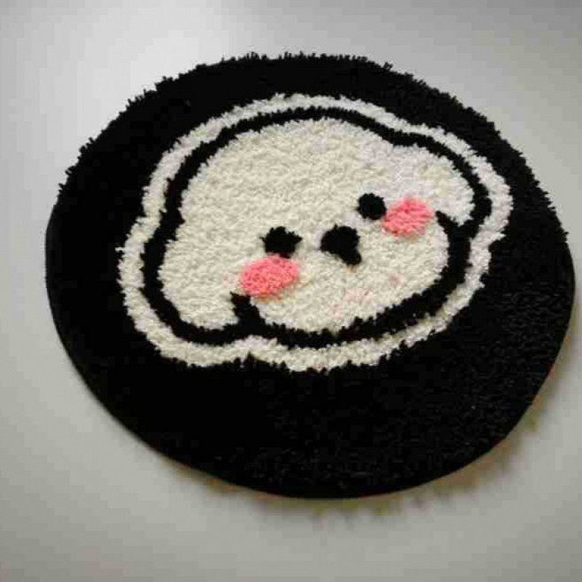 해피유통 유아 아동용 귀여운 캐릭터 원형 방석 소프트 플러시 체크 무늬 좌석 쿠션 사계절 사용 가능, 40*40센티미터., 29