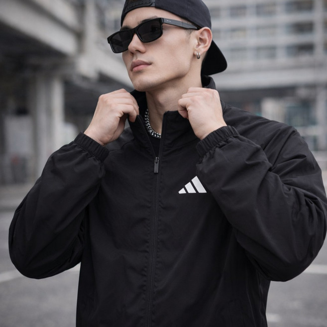 아디다스 에센셜 우븐 스몰 로고 윈드 브레이커 JM1772