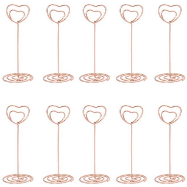 씨앤초이스 스탠드 메모홀더 10세트 네임텍 명함꽂이 쇼클립 문구사무 데스크용 사진 엽서 POP, 10개입_대형_하트로즈골드