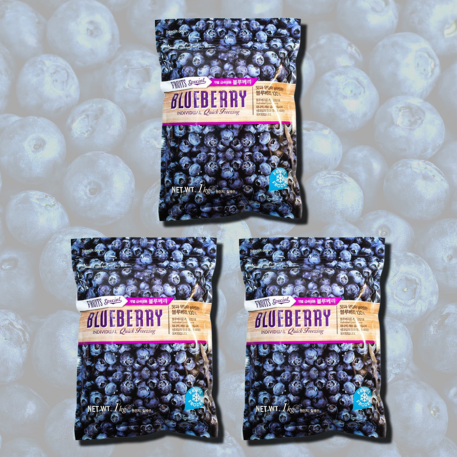 팜앤푸드 냉동 블루베리, 3개, 1kg