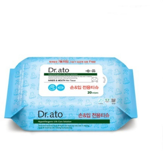 닥터아토 손입전용 물티슈, 60g, 20매, 1개