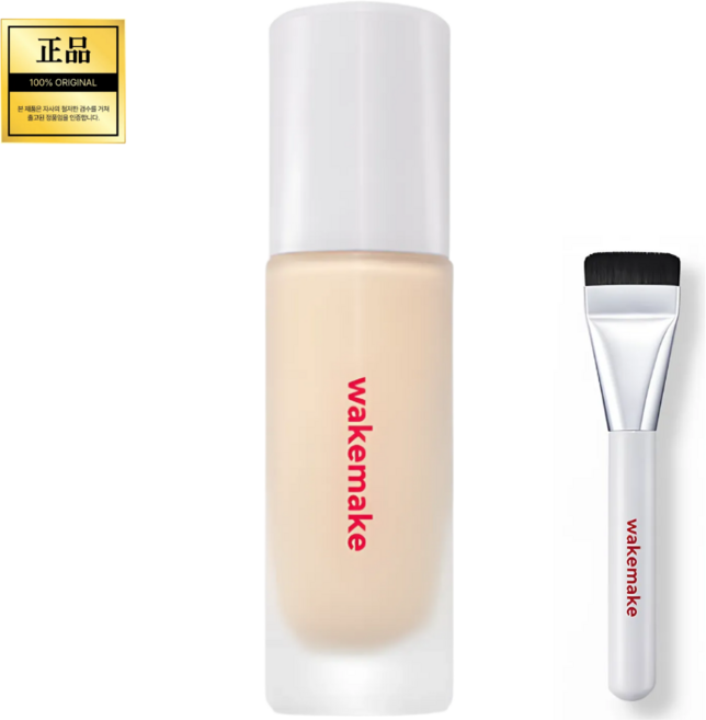 [본사 출고 정품] NEW 브러시기획 단독재입고!!!!! 웨이크메이크 워터 벨벳 커버 파운데이션 + 스파츌라 와이드 파운데이션 브러시 픽싱 골든타임으로 다크닝 없이 화사하게, 19 포슬린, 맑고 화사한 뉴트럴 아이보리, 1개