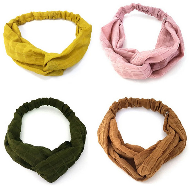 여성 넒은 반다나 심플 헤어밴드 머리띠