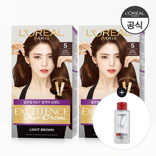로레알파리 엑셀랑스 듀오크림 새치염색약 2개 (증)샴푸 미니 100ml(랜덤), 4호