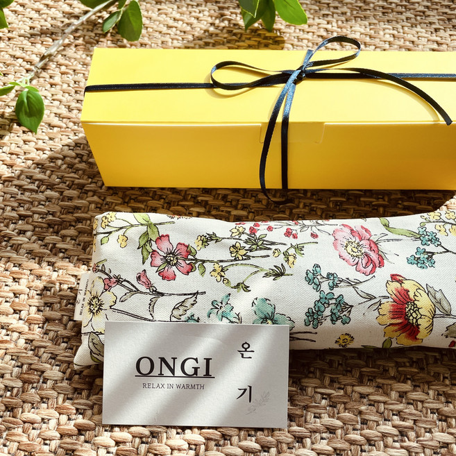 [온기] 선물용 눈온열찜질팩 100% 천연소재 (황토 팥 암염 순면) 커버 분리형 꽃WH, 1세트