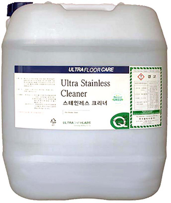 울트라 스테인레스 크리너 세정 세척 광택 제 청소 세제 엘레베이터 지문 손때 물때 얼룩 유분 제거 금속 표면 손잡이 손자국 냉장고 싱크대 가전제품 스텐 레스, 18.75L, 1개