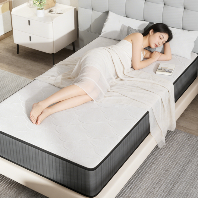 무음 독립스프링 침대 매트리스(두꺼워진 매트리스) 허리 편한 침대 블랙+화이트 200x110/150cm, 25cm, 중간