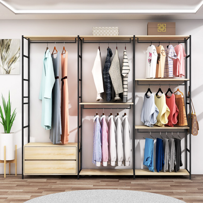 도노스틸 올리카 B3 철제드레스룸 시스템행거 연결옷장 깊이 40cm, 블랙