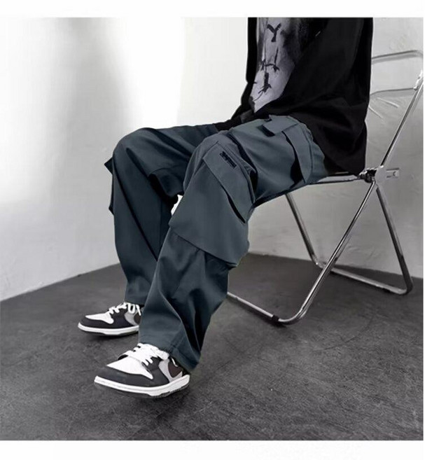 Frivolity 多口袋闊腿工裝長褲 休閒直筒寬鬆版型