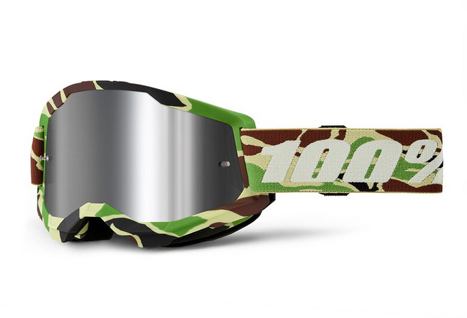 100% 스트라타 2 고글 워 카모 - 미러 실버 렌즈, 1개