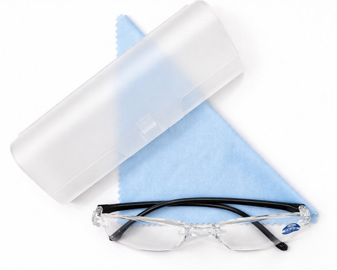 1+1 블루라이트차단 휴대용 노안 초경량 돋보기 고탄력 무테 안경테(케이스+닦이포함)