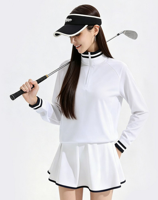 여성 골프웨어 세트 밴딩 골프치마 아노락 바람막이 상의 세트구성