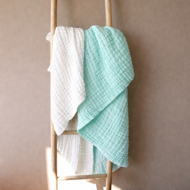 태어나줘서고마워 6중 거즈블랭킷 애착이불 출산돌선물고민끝 종이쇼핑백동봉 거즈턱받이1장서비스, 민트