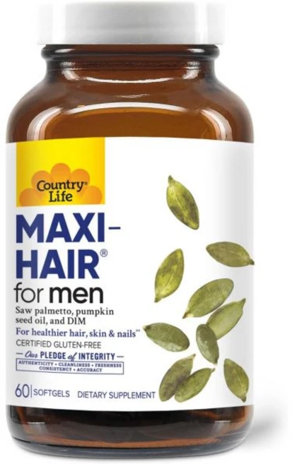 컨트리 라이프 맥시헤어 포 맨 2000mcg 비오틴 소팔메토 호박씨 오일 DM 칼륨 마그네슘 칼슘 아연 블렌드 더 모발 두피 피부 손톱 60개 비건 캡슐, 1개 - 쿠팡