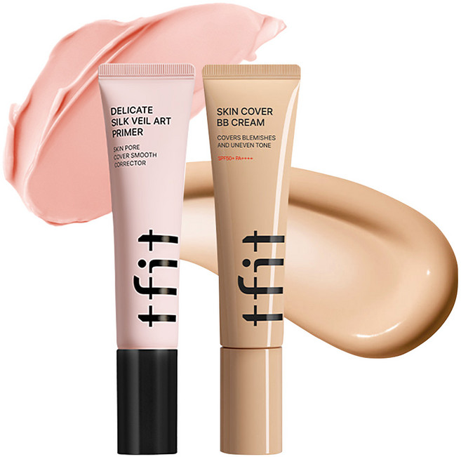 티핏 델리케이트 실크 베일 아트 프라이머 30ml + 스킨 커버 비비 크림 30g 2종세트, 1개, 프라이머+BN01 라이트