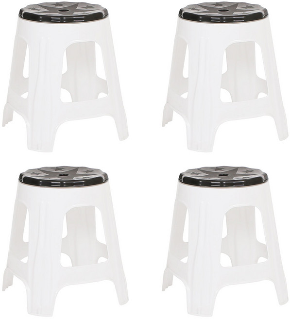 지오리빙 야외용 플라스틱 회전의자 4개 세트 간이 야외 포장마차 편의점, 화이트