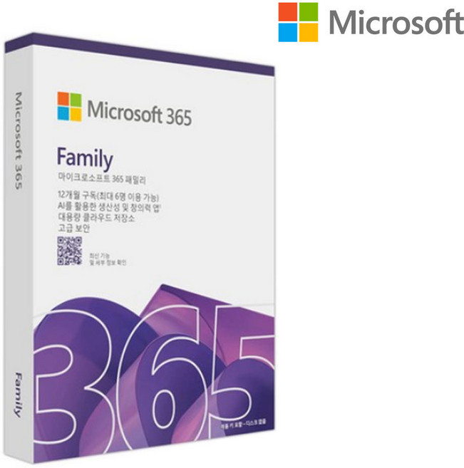 마이크로소프트 MS 오피스 365 Office Family (1년) PKC, MS 365 Family PKC
