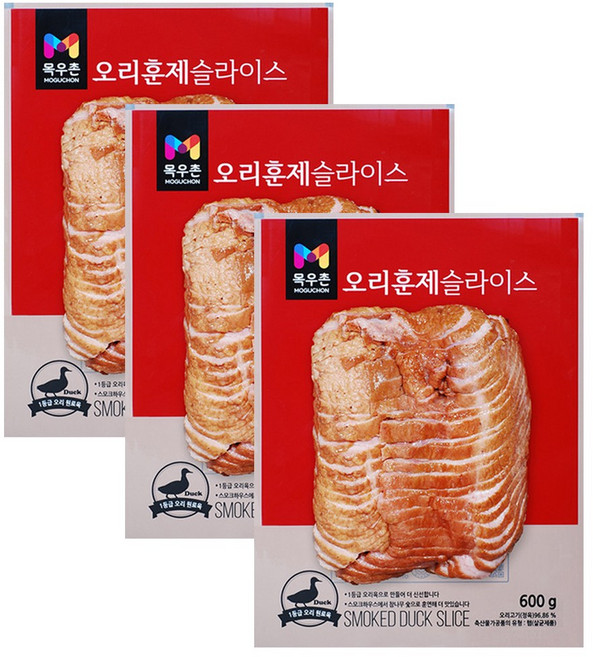 목우촌 훈제 오리 슬라이스 600g 고기, 3개