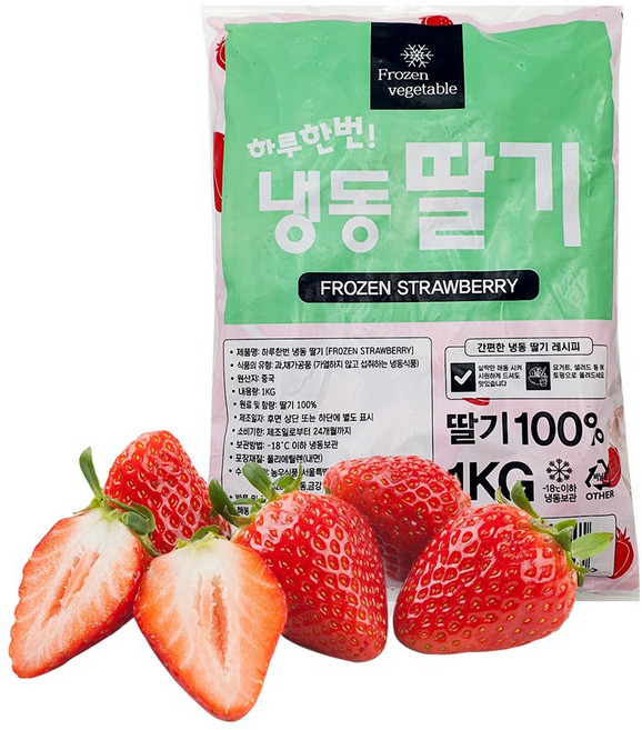 MMMALL 냉동 딸기 대용량 업소용 스무디 주스 과일, 10개, 1kg