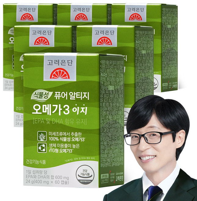 고려은단 식물성 퓨어 알티지 오메가3 이지, 6개, 60정