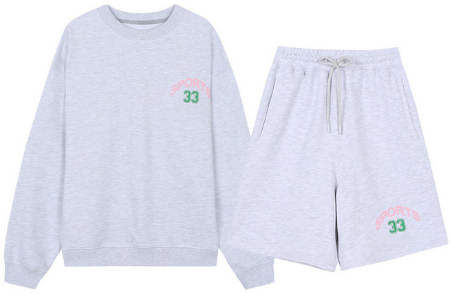 【秋季兩件套】運動服 衛衣套裝 休閒套裝 運動套裝 情侶套裝 印花長袖衛衣 短褲 純棉舒適 情侶居家健身