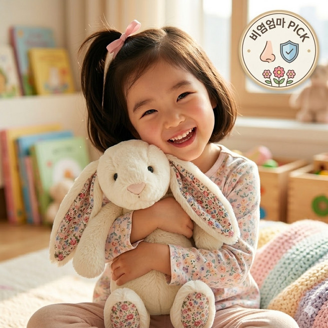 [폭신하고 털 빠짐없는 kc인증]어린이날 선물 초등 장난감 토끼 래빗 애착인형, 1개, 아이보리