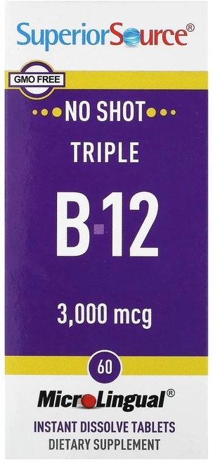 슈페리어 소스 Superior Source 트리플 B-12 3 000mcg 용해되는 MicroLingual 60정122808원산지:기타, 60정, 1개 - 쿠팡