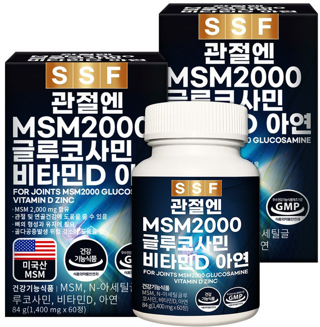 순수식품 관절 MSM 2000 글루코사민 비타민D 엠에스엠, 60정, 2개