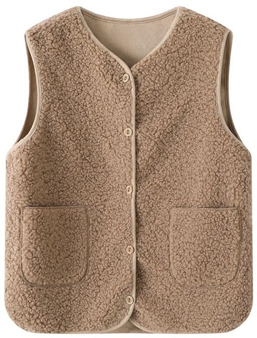 겨울 여성용 조끼 베스트 빅사이즈 도톰 보온 여자 뽀글이 조끼 패션 여성 램스울 베스트 CJJ