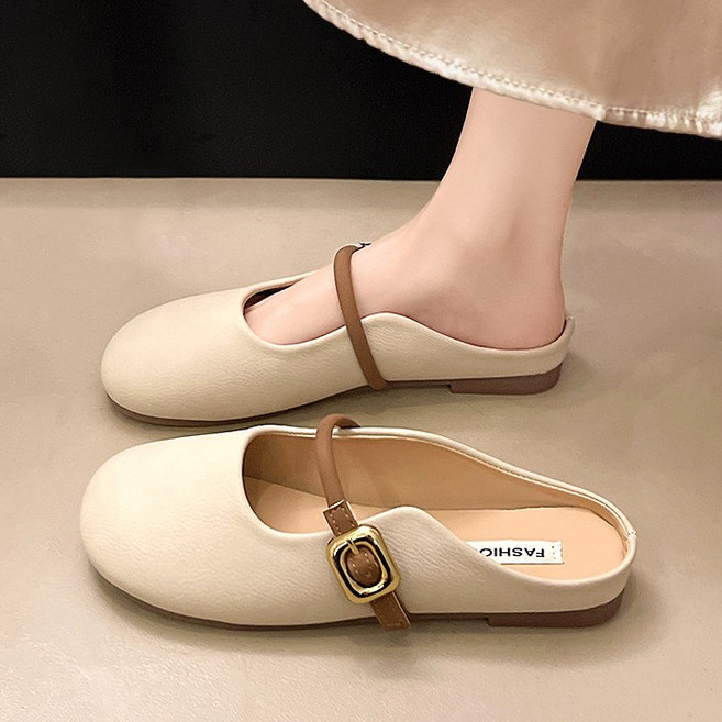 Modern Fashion 여성 귀여운 메리제인 뮬 샌들 발편한 플랫 단화 F73